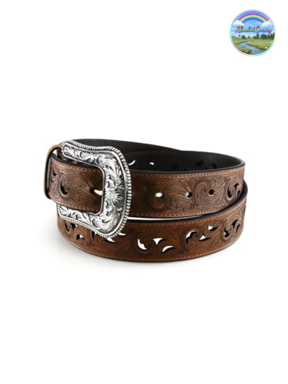 Genuine Leather Western Belt with Interchangeable Buckle
